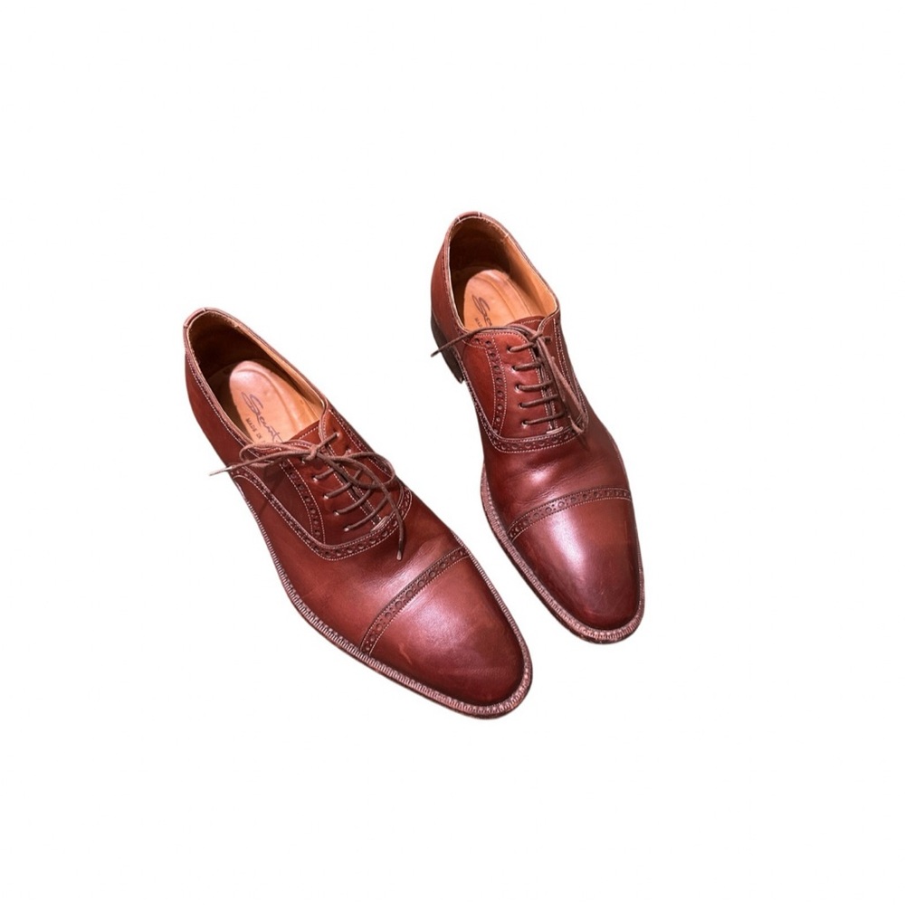 SANTONI Goodyear Welted Cap-Toe Half Brogue Oxford: 9 1/2 U.S. 45 EU MSRP $1,150